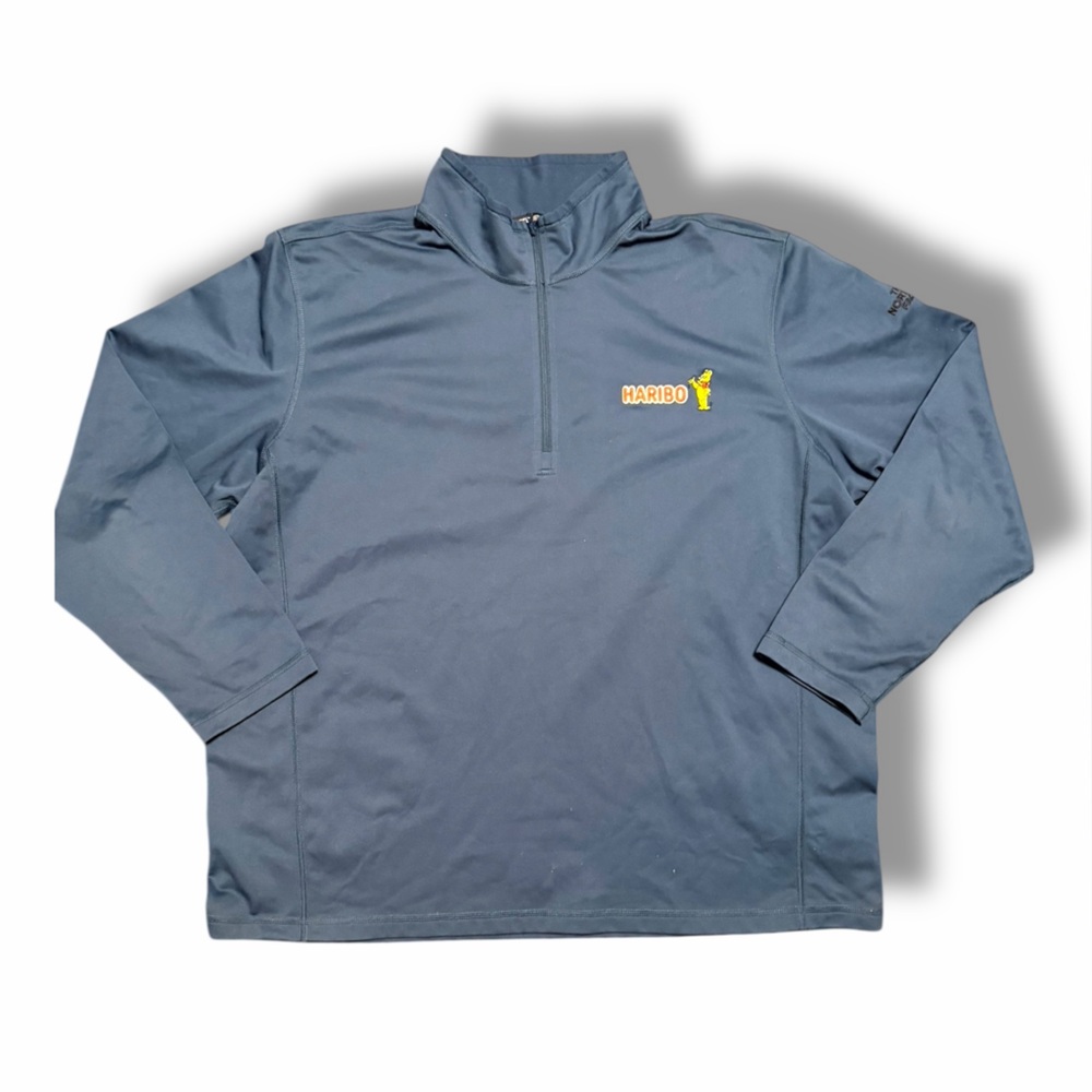 The North Face Blue Pullover 1/4 Zip Embroidered Haribo Logo Performance Sz XXXL